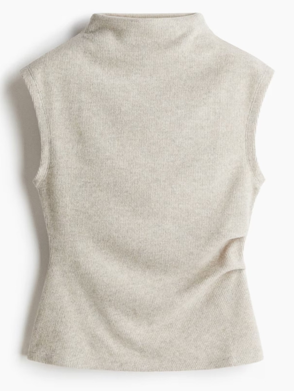 Sleeveless Mock Neck Knit Top - Beige